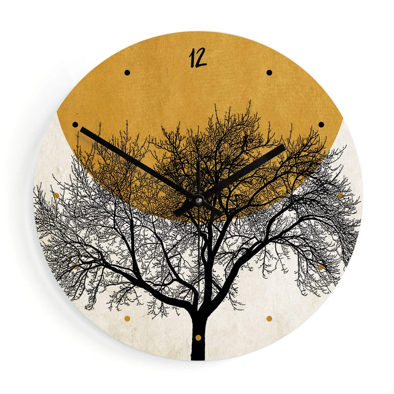 Wanduhr aus Glas - Kubistika - Wintermorgen - Ø 30 cm 