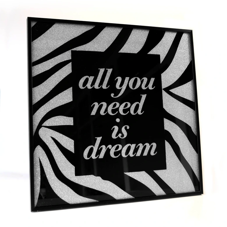 Wandbild All you need is dream - Silber Glitzer 