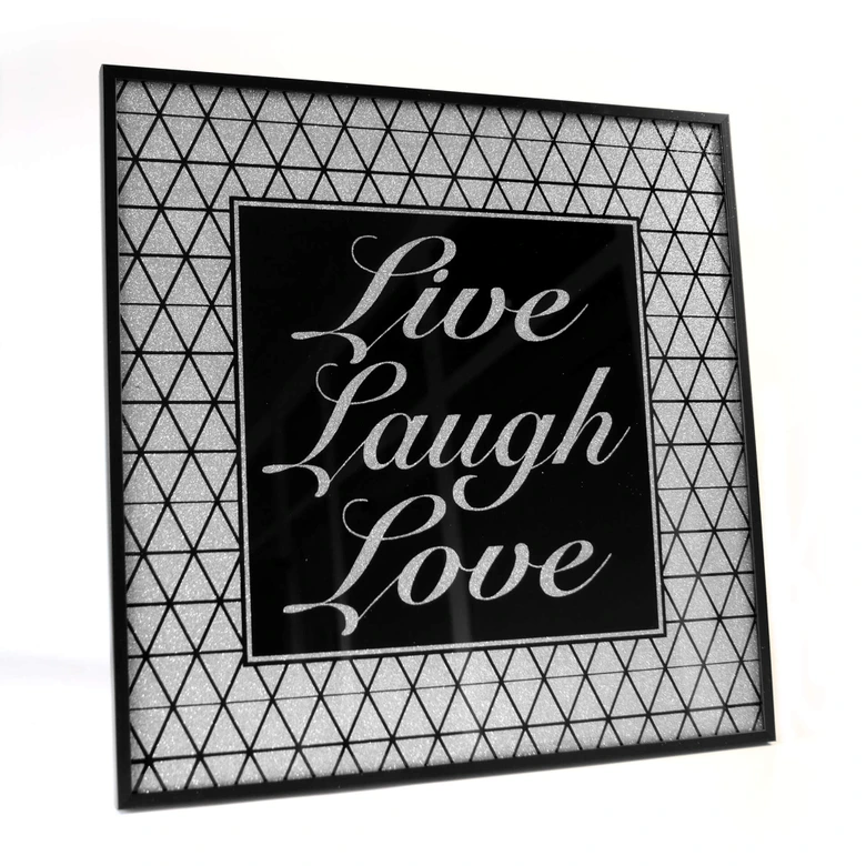 Wandbild Live-Laugh-Love - Silber Glitzer 