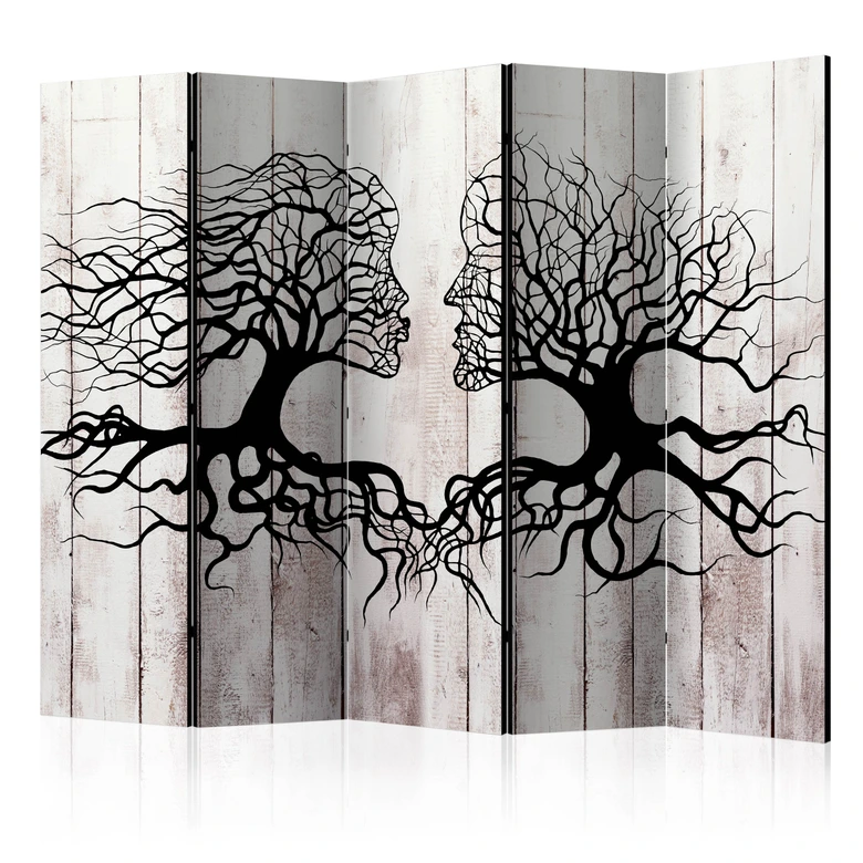 Paravent Séparation de pièce - Baiser des arbres , 5 pièces - 225x172 cm 