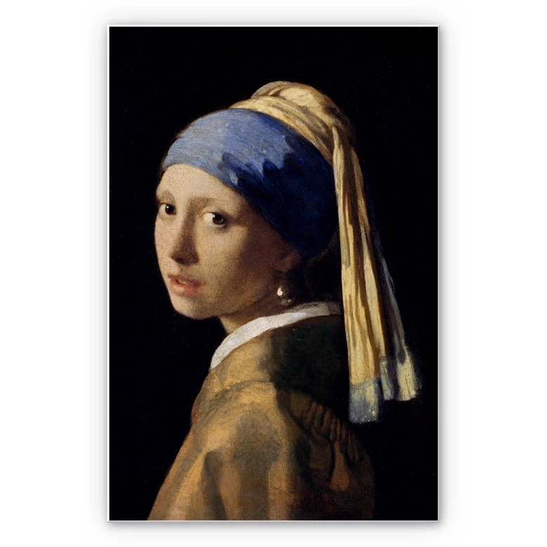 Leichtes Wandbild Vermeer - Das Mädchen mit dem Perlenohrgehänge | mattes Finish 