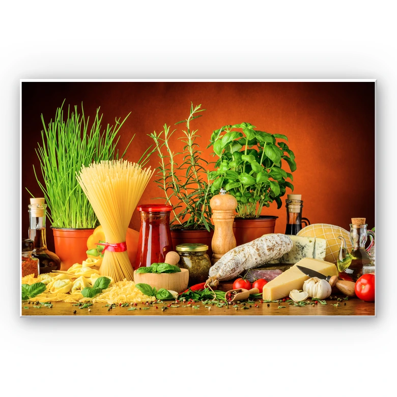 Leichtes Wandbild Italienisch Kochen | mattes Finish 