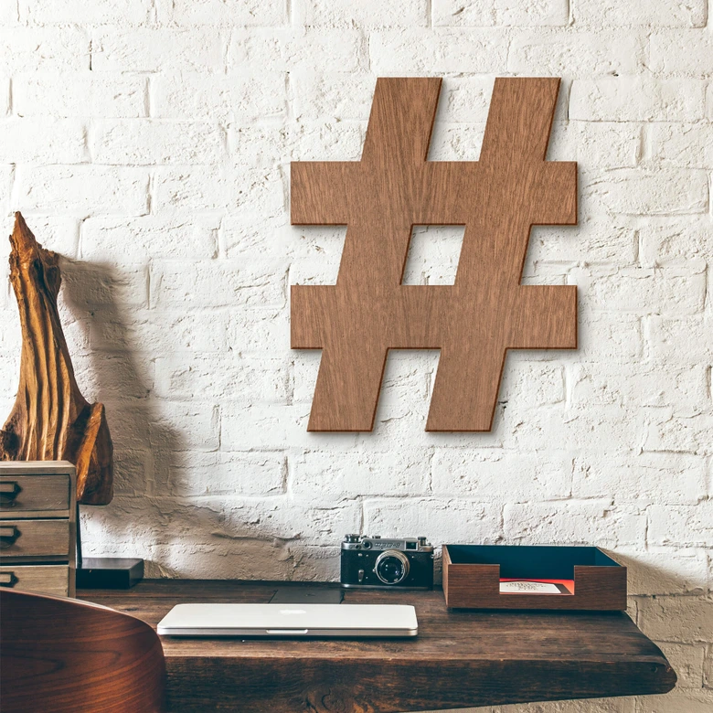 Scritta in legno - Hashtag 