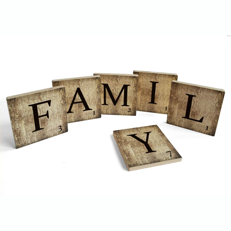 Træbogstaver - Scrabble - Family - Vintage 