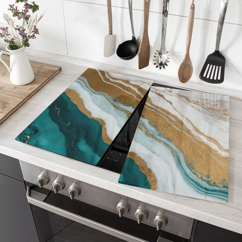 Gold and jade marble river stove top - Alpenglow Workshop 