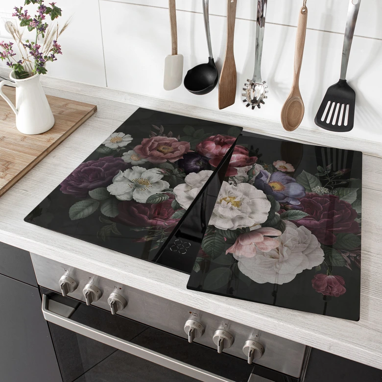 Piastra coprifornello: natura morta di fiori in stile Redouté - Bloomery Decor 