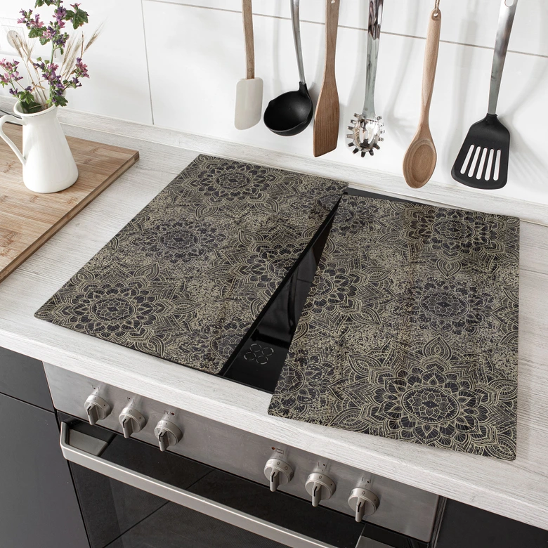 Herdabdeckplatte Mandala Boho Antikgold - Bloomery Decor 