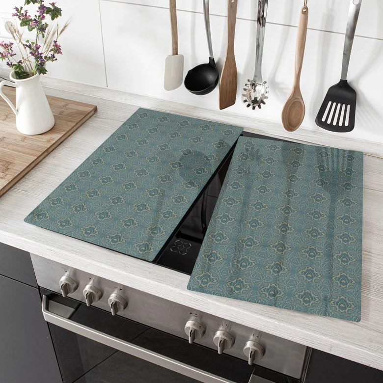 Herdabdeckplatte Vintage Mandala in Türkisgold - Bloomery Decor 