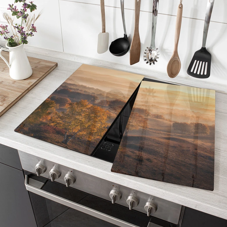 Plaque de cuisinière Bouleaux dans la rosée dorée du matin - Cui 