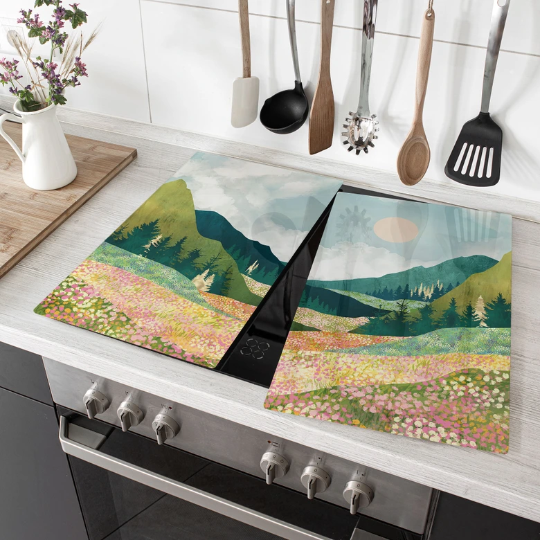 Herdabdeckplatte Farbenfrohe Frühlingswiese - SpaceFrog Designs 