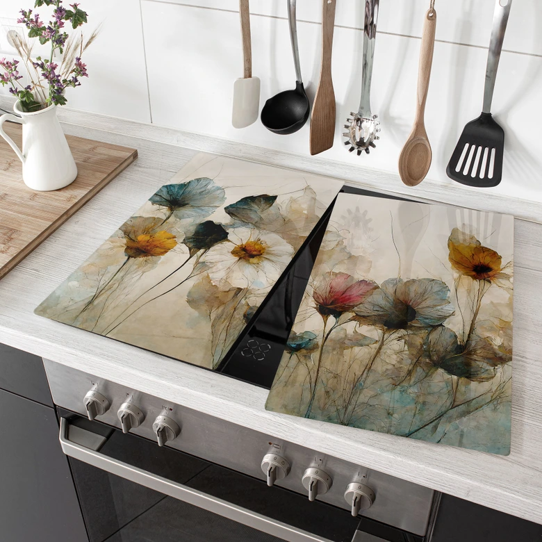 Bouquet of dried flowers stove cover plate - Treechild 