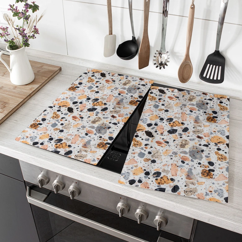 Stove cover plate Colorful terrazzo stones - Treechild 