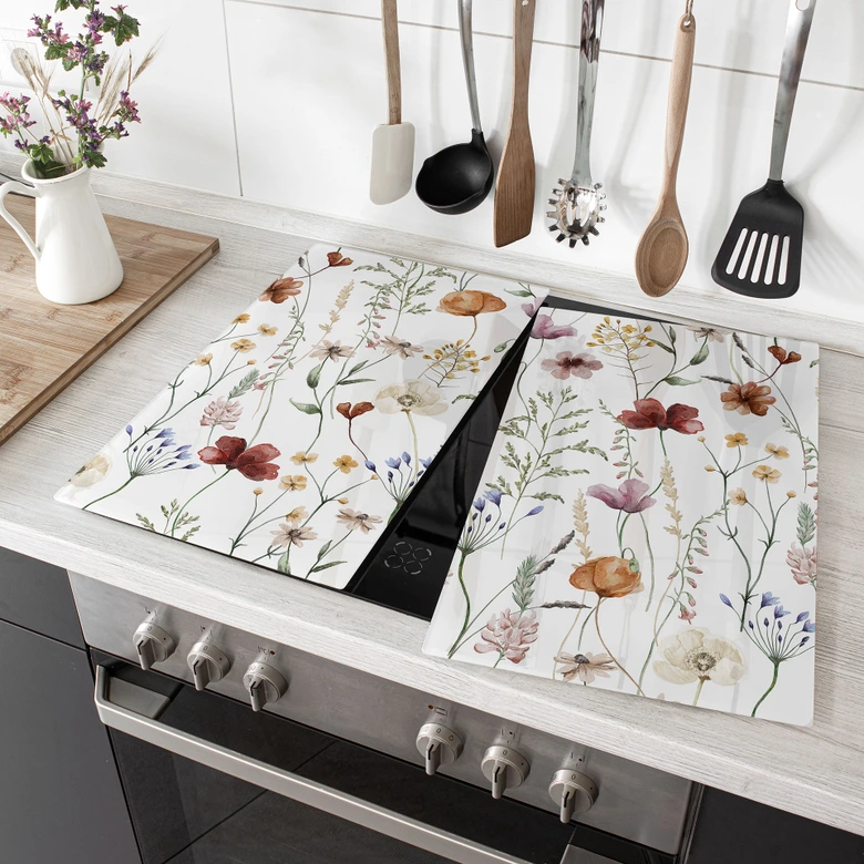 Herdabdeckplatte Bunte Wildblumen - UN Designs 