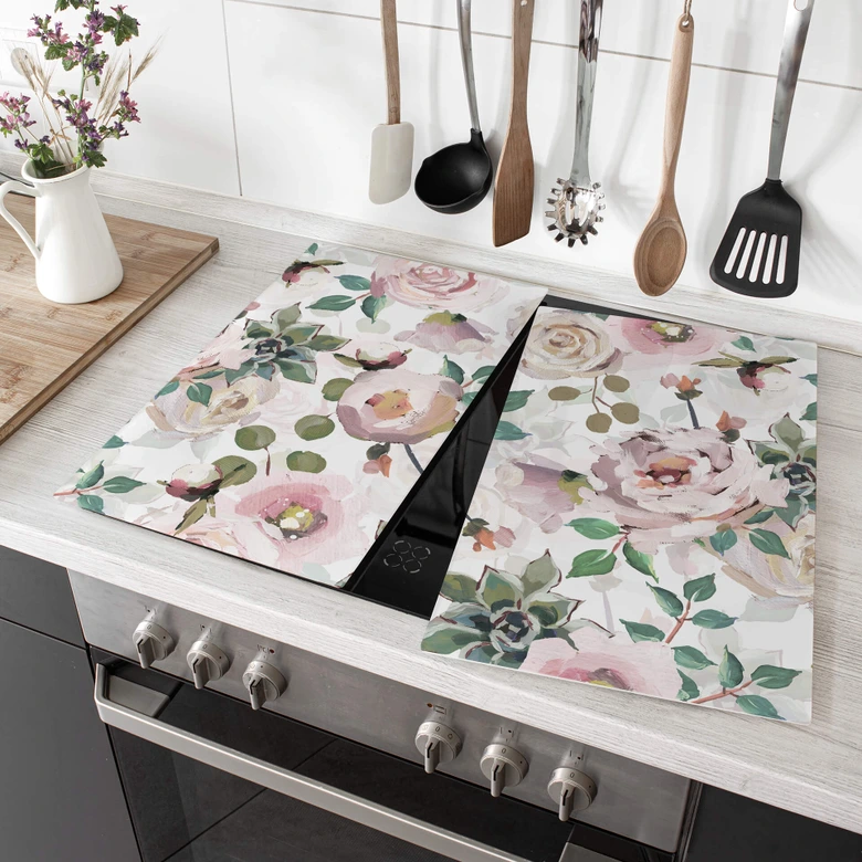Herdabdeckplatte UN Designs - Blumen im Gemälde Stil 