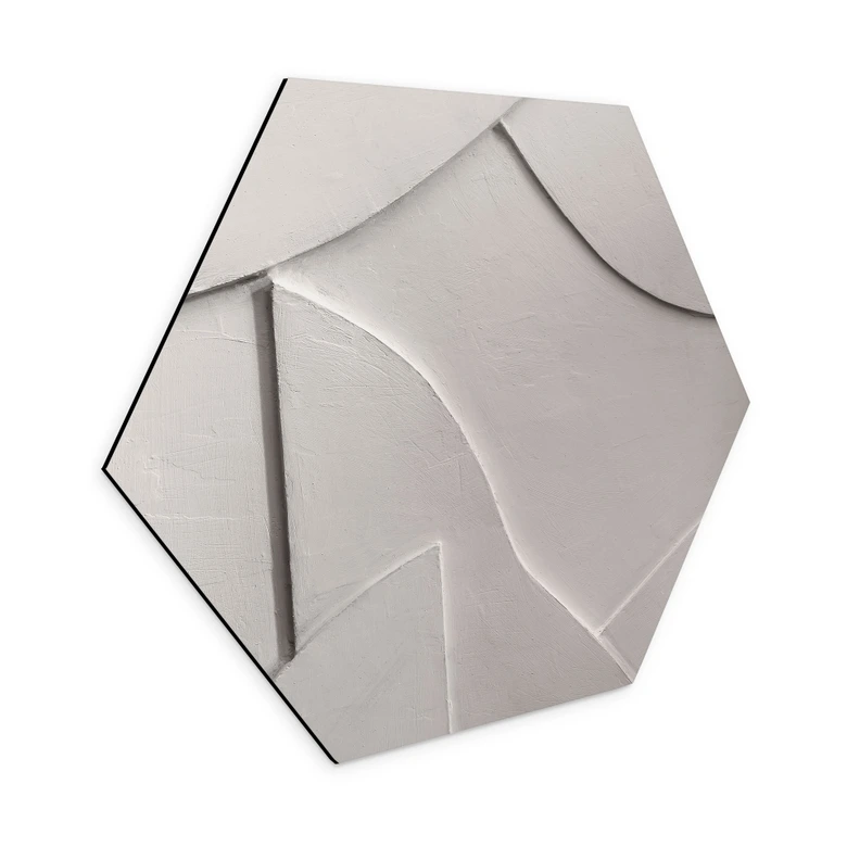 Hexagon Wandbild Abstrakte Strukturen in sanftem Beige - Böhmer - Alu-Dibond 
