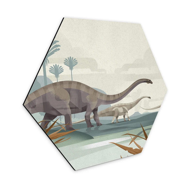 Hexagon - Alu-Dibond Braun - Diplodocus 
