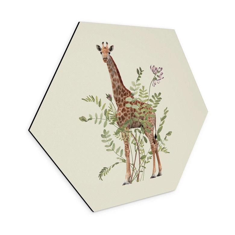 Hexagon Dibond Bloemengiraffe - Frida Floral Studio 