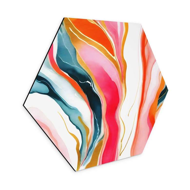 Hexagone - alu-Dibond Marbrerie colorée abstraite - Gokhale 
