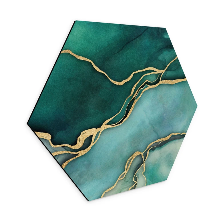 Hexagone - alu-Dibond Marbre en or-vert - Haase 
