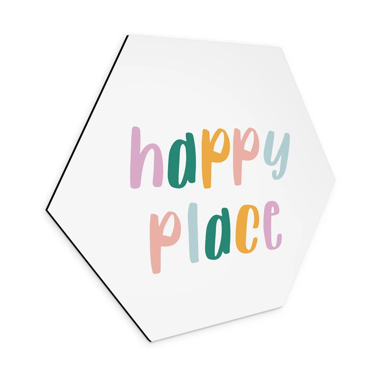 Hexagon Wandbild - Happy place - Alu-Dibond 