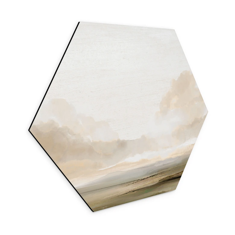 Hexagon Wandbild Wolken am Himmel - Hobday - Alu-Dibond 