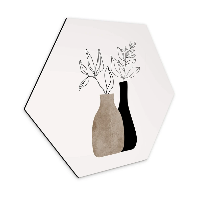 Hexagon - Alu-Dibond Kubistika - Minimalistische Pflanzen 
