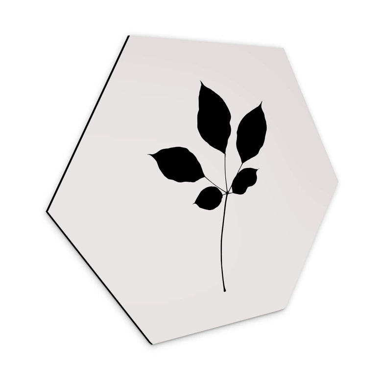 Hexagon - Alu-Dibond Kubistika - Schwarzes Kastanienblatt 