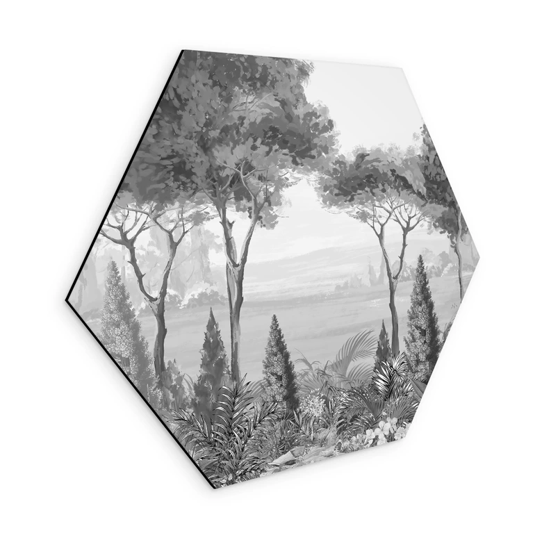 Hexagon Wandbild Idyllische Pflanzenlandschaft - Ms Tiff - Alu-Dibond 