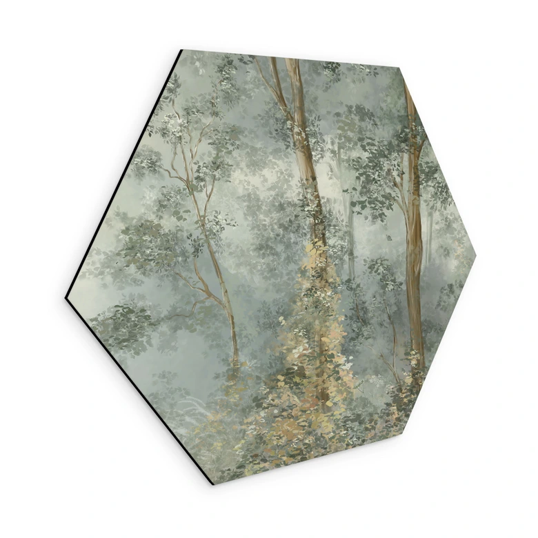 Hexagon Wandbild Verwunschener Wald - Ms Tiff - Alu-Dibond 