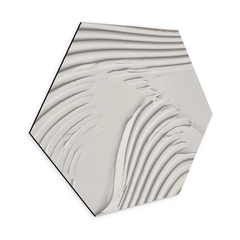 Hexagon Wandbild Sanfte Strukturen in Beige - Pictufy Studio - Alu-Dibond 