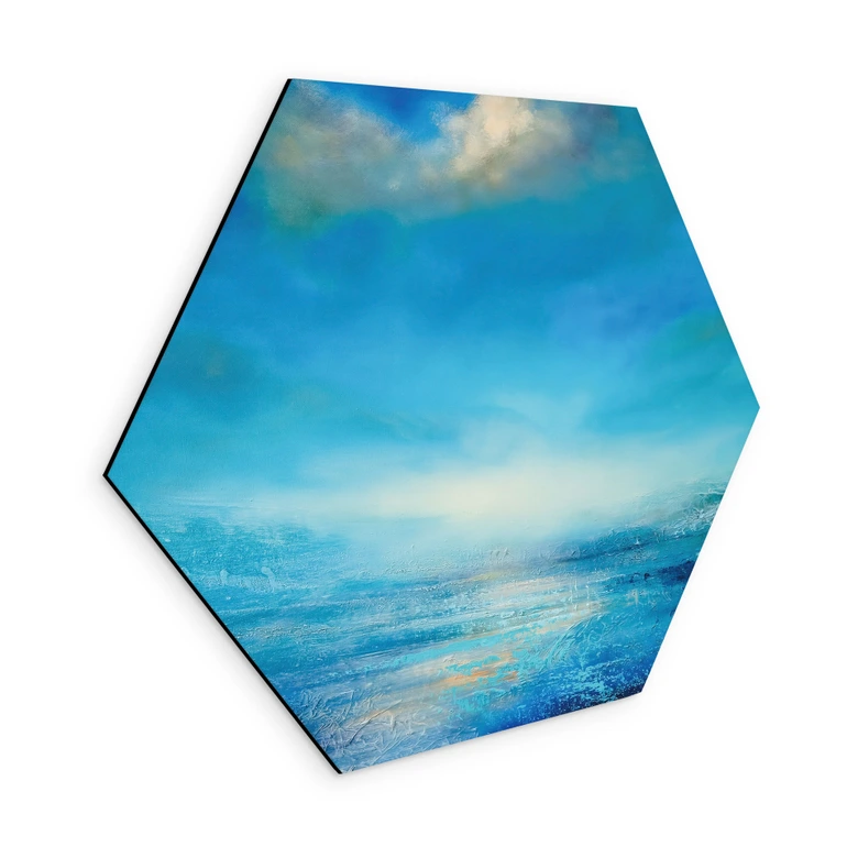 Hexagon Wandbild Endlose Weite in Blau - Schmucker - Alu-Dibond 