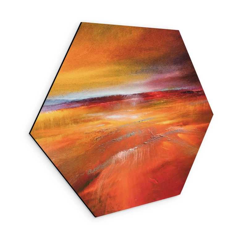 Hexagon Wandbild Herbstlandschaft im Abendlicht - Schmucker - Alu-Dibond 