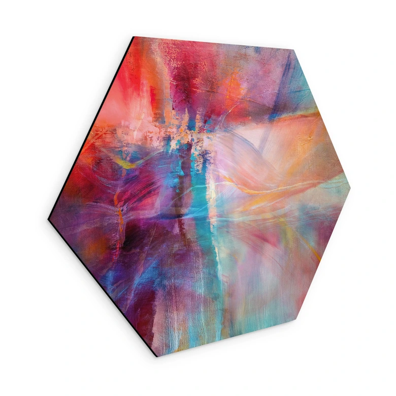 Tableaux hexagonaux Douce brume de couleur en mouvement - Schmucker - Alu-Dibond 