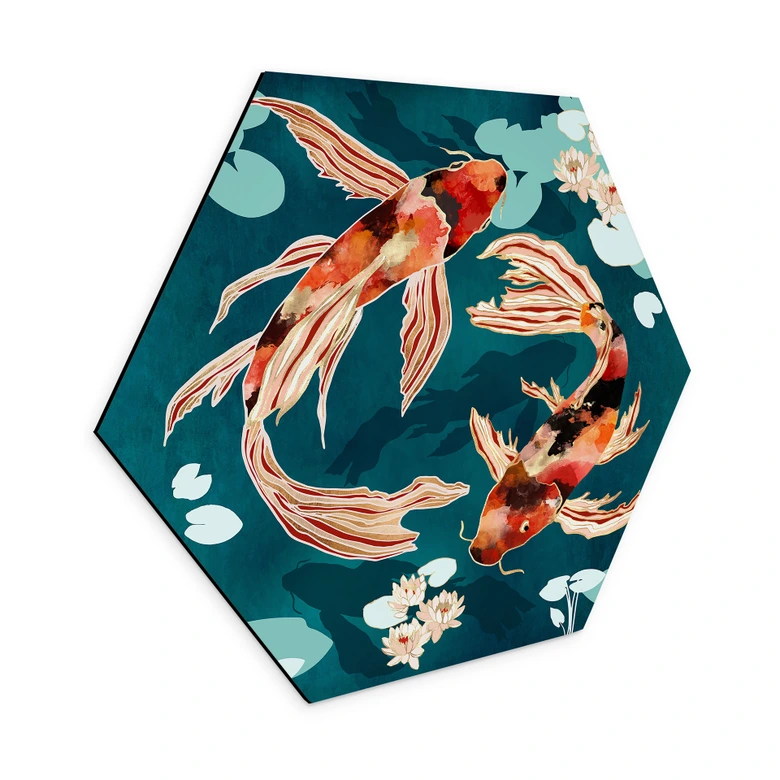 Hexagon Dibond To koi i en dam - SpaceFrog Designs 