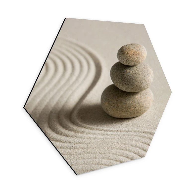 Hexagon Wandbild Stone in Sand 2 - Alu-Dibond 