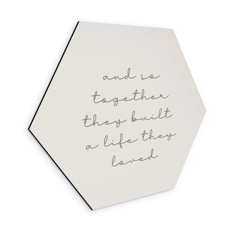 Tableaux hexagonaux avec citation d'amour - Together - Alu-Dibond 