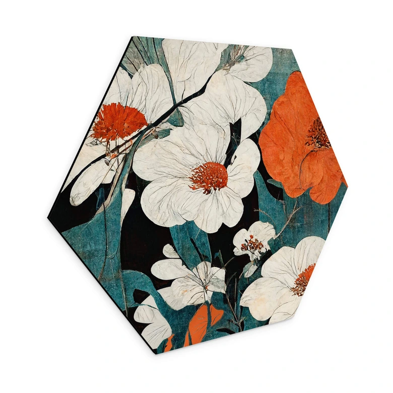 Hexagon Dibond Treechild - Asian Flowers 