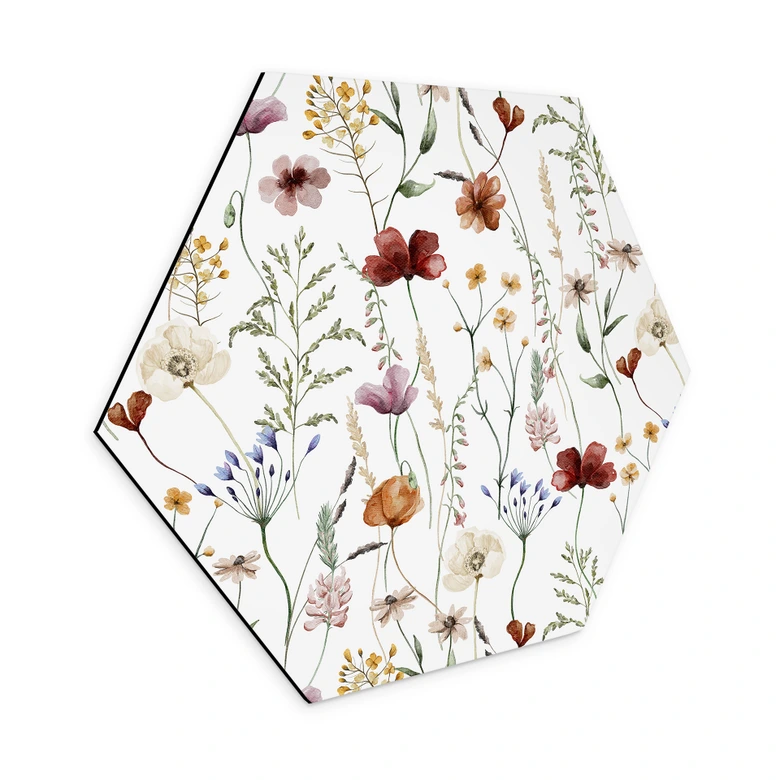Hexagon Dibond Kleurrijke wilde bloemen - UN Designs 