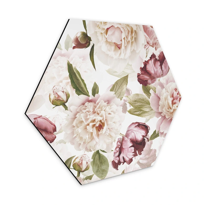 Hexagon - Alu-Dibond UN Designs - Vintageblüten 