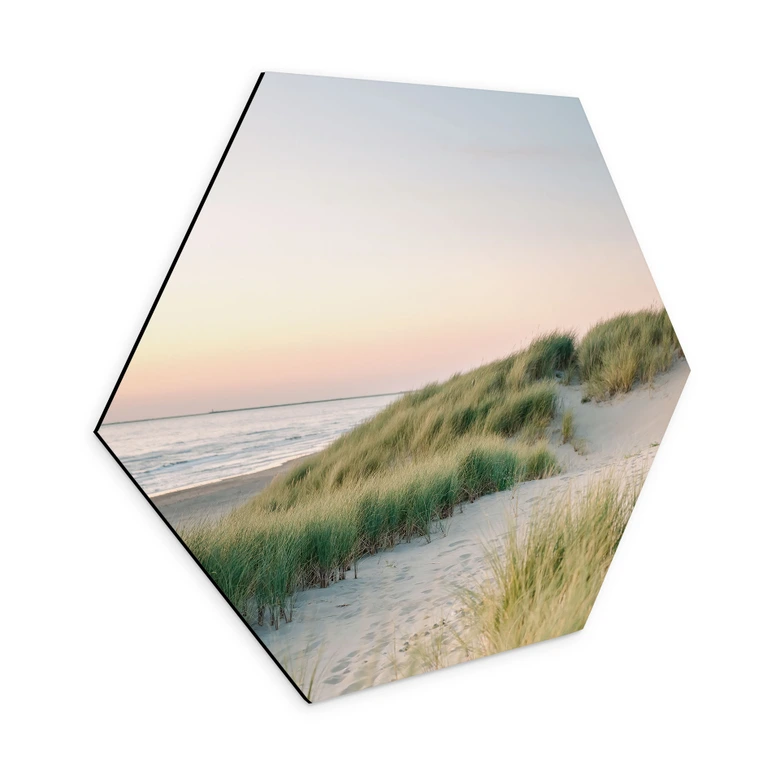 Hexagon Dibond Duinen aan de Nederlandse kust - Zwart 