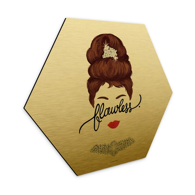 Hexagon Wandbild Tohmé - Flawless Audrey - Alu-Dibond mit Goldeffekt 