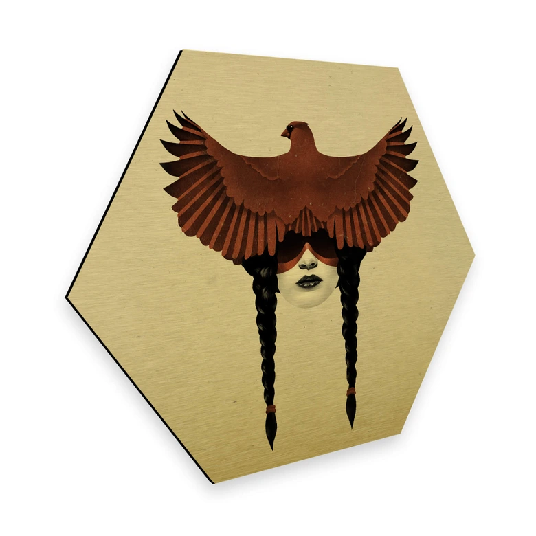 Hexagon - Alu-Dibond-Goldeffekt Ireland - Dark Cardinal 