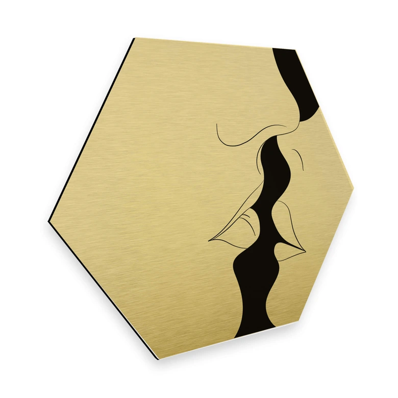 Hexagon - Alu-Dibond-Goldeffekt Nordic Creators - White Kiss 