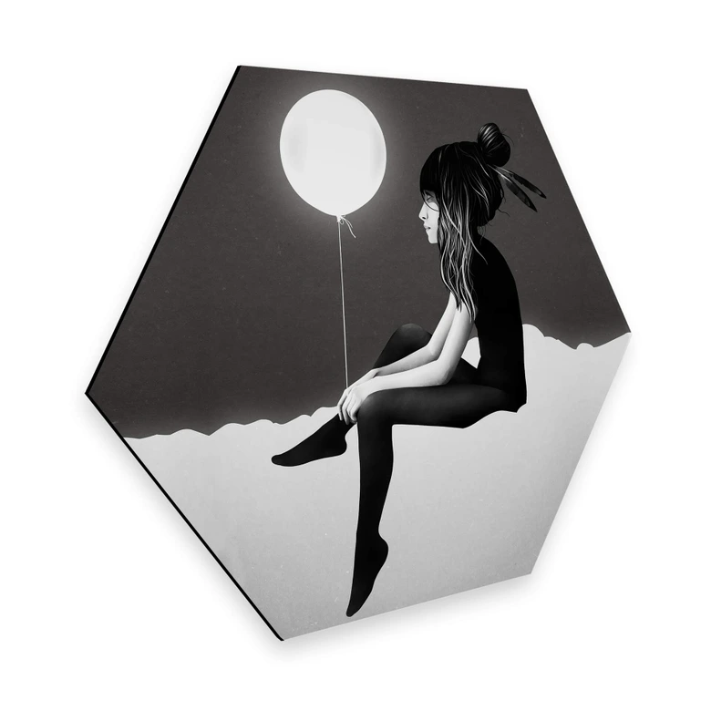 Hexagon - Alu-Dibond - Ireland - No such thing as nothing by night - leuchtender Ballon 