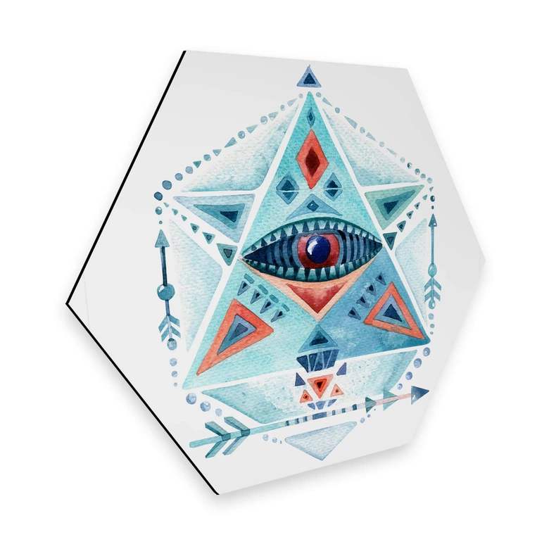 Hexagon - Alu-Dibond - Kvilis - Blaues Prisma 