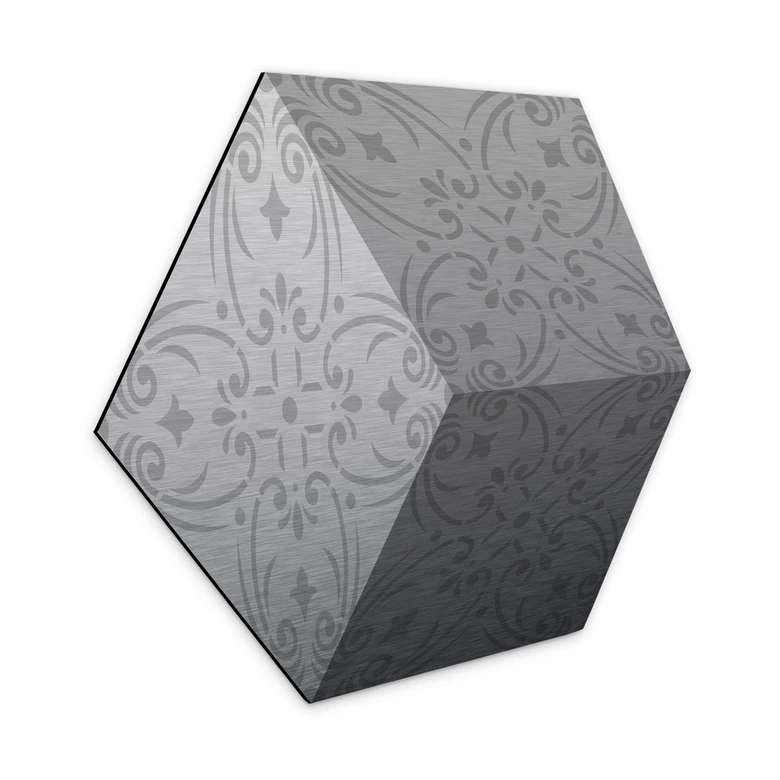 3D Hexagon - Alu-Dibond Silber Muster 