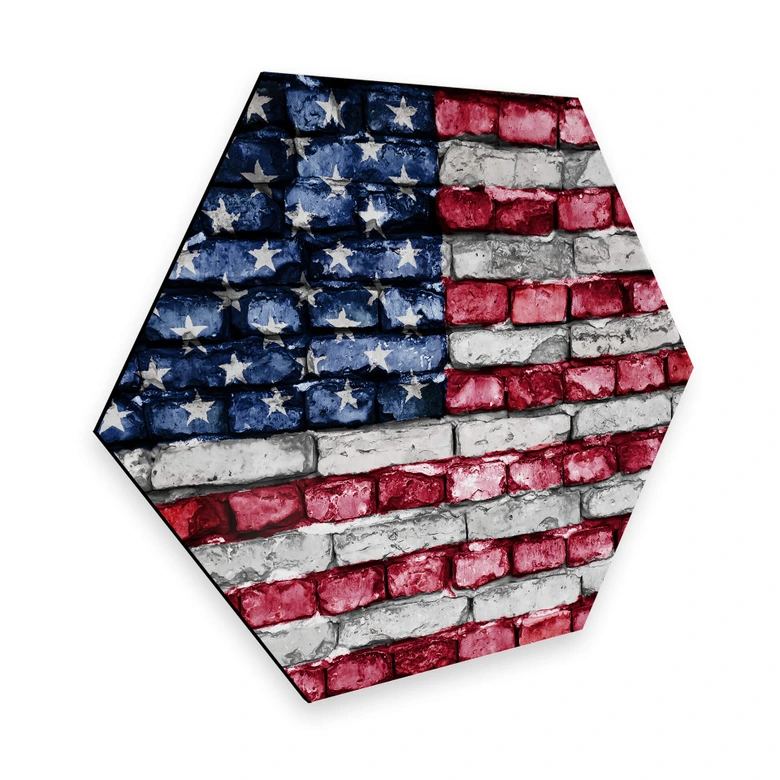 Hexagon - Alu-Dibond - Stars and Stripes  