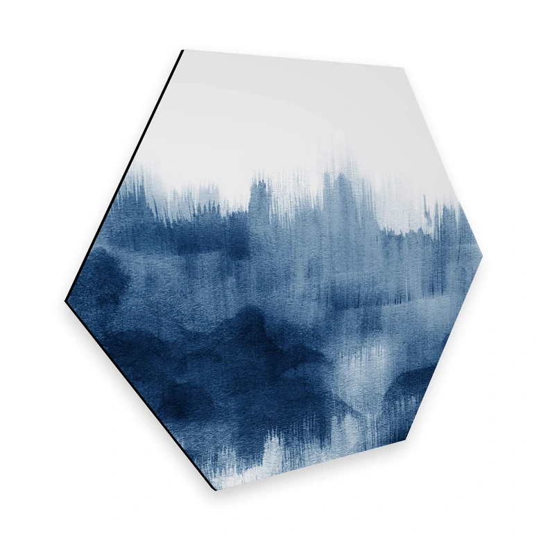 Hexagon - Alu-Dibond Nouveauprints - Watercolour Brush Strokes (blau) 