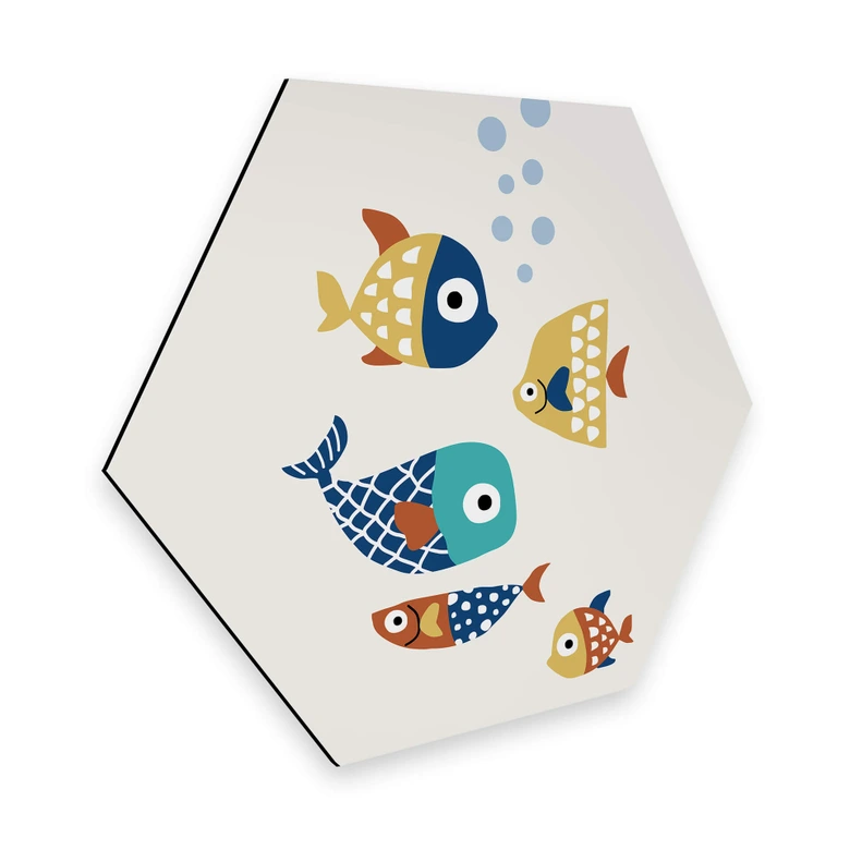 Hexagon - Alu-Dibond Kubistika - Bunte Fische 
