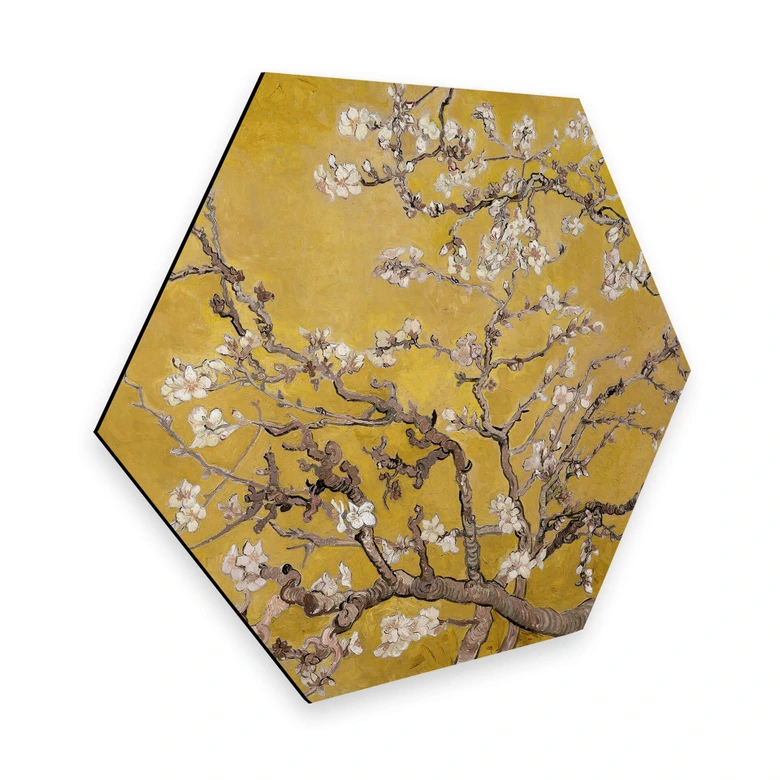 Hexagon - Alu-Dibond van Gogh - Mandelblüte Ocker 